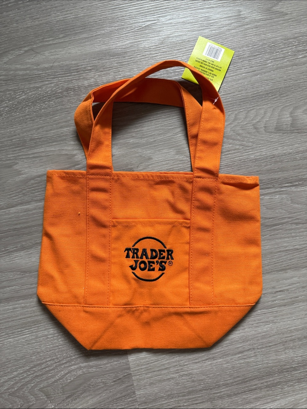 Trader Joe's Jeans Orange Canvas Mini Tote with Front Logo Patch